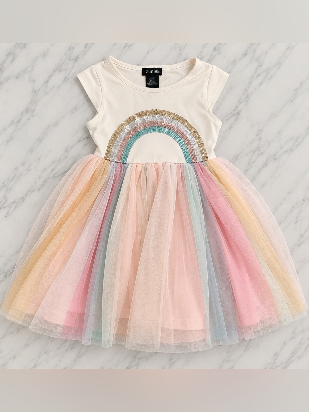Zunie Girls Size 4 Rainbow Sequin Tulle Party Dress